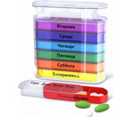 Таблетница-органайзер для лекарств и витаминов DASWERK 7 дней/4 приема clear 630846 