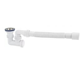 Сифон VIRPLAST ""Универсал"" 1.1/2"" для душевого поддона и ванны, с нерж. чашкой и гофрой 40/50 L 800мм 100610 