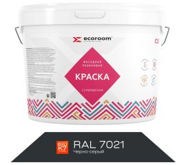 Фасадная резиновая краска ECOROOM RAL 7021 черно-серый, 1.3 кг Е-Кр -3583/7021 