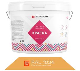 Фасадная резиновая краска ECOROOM RAL 1034 пастельно-желтый, 1.3 кг Е-Кр -3583/1034 