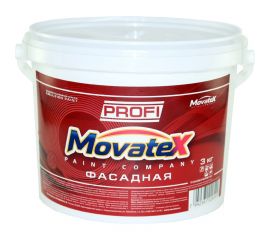 Водоэмульсионная краска Movatex PROFI фасадная, 3 кг Т04757 