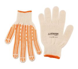 Трикотажные перчатки Stayer EXPERT с защитой от скольжения, 10 класс, х/б, р.S-M 11401-S 