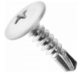 Саморезы ВИРТУОЗ 4,2х13 мм полусферическая головка с прессшайбой сверло, RAL9003 50 шт 29386 