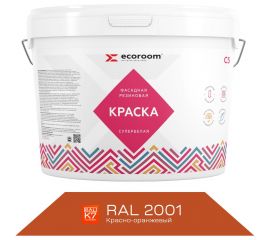 Фасадная резиновая краска ECOROOM RAL 2001 красно-оранжевый, 14 кг Е-Кр -119/2001 