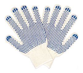 Трикотажные перчатки с ПВХ ПРОМПЕРЧАТКИ 6 нитей, 10 класс, белые, 10 пар ПП-27600/10 