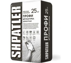 Цементно-известковая штукатурка ШПАТЛЕР Профи с фиброй, трещиностойкая, 25 кг Ш00009 
