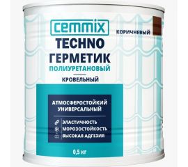 Герметик полиуретановый CEMMIX ""Кровельный"", банка 0,5 кг, цвет коричневый 85498738 