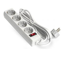 Удлинитель ExeGate EC-4-1.8W 4 евро с заземлением, 1.8м, з/п, выключатель с подсветкой, белый 279399 