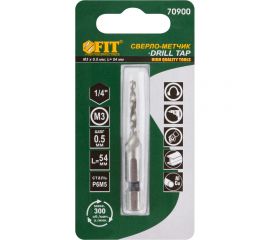 Сверло-Метчик комбинированное метрическое (16х54 мм; М3х0.5 мм) FIT 70900 