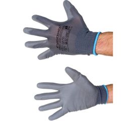 Нейлоновые перчатки с полиуретановым покрытием РУСОКО Нефрит, серые, 12 пар, размер 9/L 224140Ср-1 