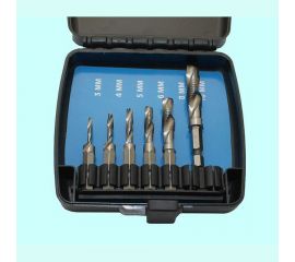 Набор метчиков-сверел CNIC из 6 штук М3-М10 Р6М5 в пласт. футл. хвостовик HEX 1/4" 07106 66908 
