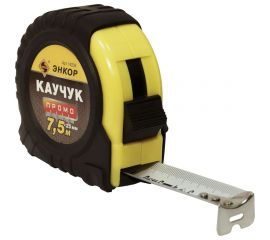 Рулетка Энкор Каучук Промо 7,5м, с фиксатором 14203 