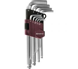 Набор торцевых шестигранных ключей с шаром Thorvik HKB9S H1.5-H10, 9 предметов 53075 