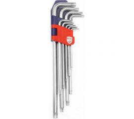 Набор Г-образных удлиненных ключей WORKPRO TORX с отверстием 9шт WP222003 