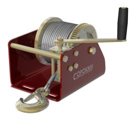 Барабанная лебедка с червячным приводом 0.9т 12м Сорокин 4.10 