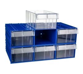 Пластиковый короб СТЕЛЛА-ТЕХНИК 140x250x100 мм, комплект 6 штук C-2-К6-синий-прозрачный 