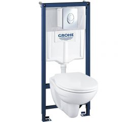 Набор 4 в 1 Grohe Solido с подвесным унитазом Lecico Perth, сиденьем и панелью смыва Skate Air 39192000 