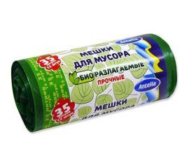 Мешки для мусора ПРОЧНЫЕ (15 шт; 35 л; bio-LDPE; 22 мкм; биоразлагаемые) ANTELLA 25303 