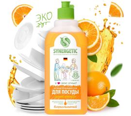 Средство для мытья посуды SYNERGETIC СОЧНЫЙ АПЕЛЬСИН флакон-дозатор, 500 мл 4623722258311 103056 