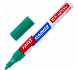 Лаковый маркер-краска BRAUBERG EXTRA paint marker 4 мм, зеленый, улучшенная нитро-основа, 151985 