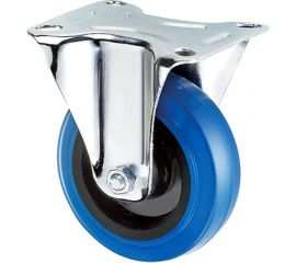 Опора колесная неповоротная (125 мм; 185 кг; эластичная синяя резина) Longway FRCL 54 