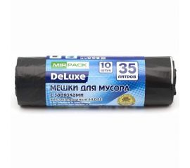 Мешки для мусора DELUXE (10 шт; 50х60 см; 35 л; 30 мкм; ПВД; черные) МирПак 4650056200730 