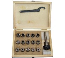 Патрон цанговый с хвостовиком КМ4 М16x2.0 мм, с набором цанг ER40 из 15 шт 4-26 мм CNIC 37473 