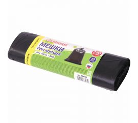 Мешки в рулоне для мусора 120 л, черные, 10 шт, ПНД, 11 мкм, 67x102 см ЛЮБАША 608093 