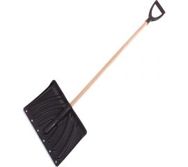 Снеговая пластиковая лопата ЛЕТО Крепыш оцинкованная планка, деревянный черенок, 465x340 мм 26727 