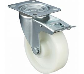 Колесо поворотное с тормозом (160 мм; подшипник скольжения; грузоподъемность 500 кг; полиамид) СТЕЛЛА-ТЕХНИК N48160PNYB 