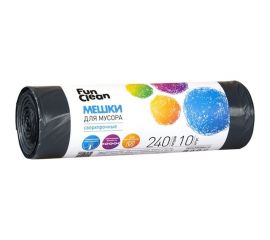 Мешки для мусора ""Сверхпрочные"" 240 л, 10 шт, черные, ролик Fun Clean 6417 