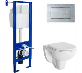 Комплект для монтажа подвесного унитаза Berges GAMMA инсталляция АТОМ410, кнопка хром, унитаз с сиденьем микролифт, быстросъем 042429 