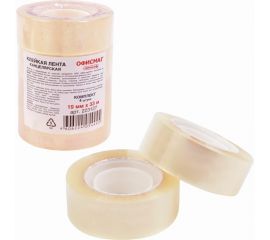 Канцелярские клейкие ленты ОФИСМАГ 19 мм х 33 м, 4 шт., прозрачные, гарантированная длина 223127 