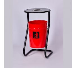 Металлическая уличная урна ПРОФМЕТСТИЛЬ красная, с пепельницей 608 