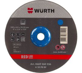 Диск зачистной по стали (230х6.0х22.2 мм) WURTH 0669260236961 