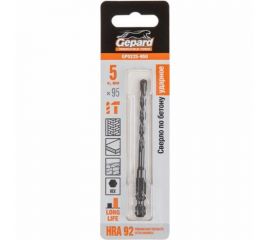 Сверло твердосплавное спиральное по бетону 5x95 мм, HRA 92 Gepard GP0225-950 