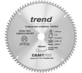Пильный диск 305 мм 78 зубьев TREND CSB/CC30578T 