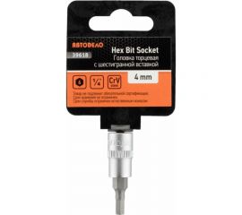 Головка со вставкой шестигранник 4 мм, 1/4""DR, 38 мм АвтоDело 39618 15557 