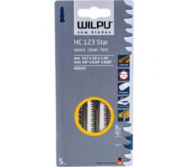 Пилка по дереву HC 123 (5 шт; 117х10х1.45 мм; 91 мм; 10 TPI; HCS/CV) WILPU 210500005 