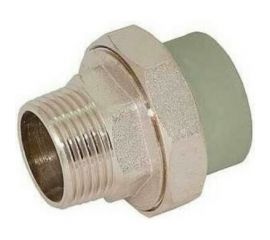 Муфта комбинированная RTP разъемная, американка, наружная резьба, D25х1/2 мм, серая 15809 