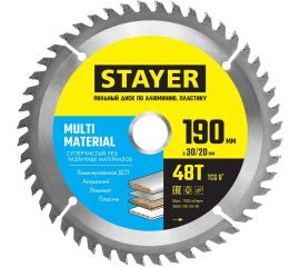 Диск пильный по алюминию STAYER Multi Material 190х30/20 мм, 48Т 3685-190-30-48 