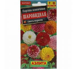 Семена Аэлита Георгина Шаровидная, смесь окрасок, однолетний, 0.2 г 4601729016783 