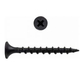 Саморез по дерeву для гкл КВАДРА черный, 4.2x76, PH2, редкая резьба, yп. 10 шт. 420761108120 