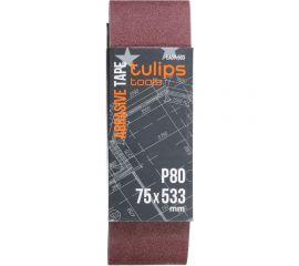 Лента шлифовальная (3 шт; 75х533 мм; P80) Tulips tools EA07-503 