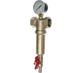 Латунный механический фильтр Aquafilter с манометром, резьба 1"" FHMB1_X. 583 
