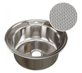 Мойка mixline круглая, 49х49х18 см, 0.8, выпуск 3 1/2, с сифоном, декор 532306 