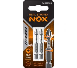 Бита торсионная STRONG (2 шт; PH2х50 мм; карта; E6.3) NOX 336250-2 