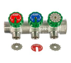 Регулирующий коллектор FAR 1" ВР-НР с 3 отв. 1/2" НР межосев. 45 мм FK 3822 112 