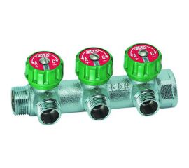 Регулирующий коллектор FAR 1"" ВР-НР с 3 отв. 1/2"" НР межосев. 45 мм, плск. упл. FK 3822 112TP 