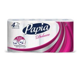 Туалетная бумага PAPIA DELUXE Белая 4 слоя, 8 рулонов 1015031420 